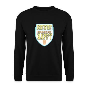 Dentistry Makes Me Happy T-Shirt - Unisex Sweatshirt - black - Front - Alina (178cm) & Michal (187cm)