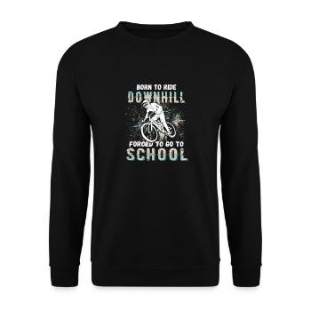 To Downhill Born to School Forced MTB - Unisex Sweatshirt - black - Front - Alina (178cm) & Michal (187cm)