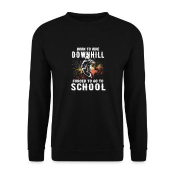 To Downhill Born to School Forced MTB - Unisex Sweatshirt - black - Front - Alina (178cm) & Michal (187cm)
