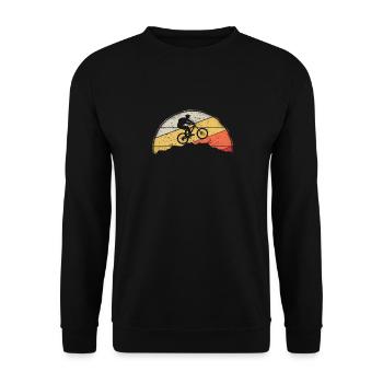 Mountain Bike MTB Nature Mountains Retro Vintage - Unisex Sweatshirt - black - Front - Alina (178cm) & Michal (187cm)