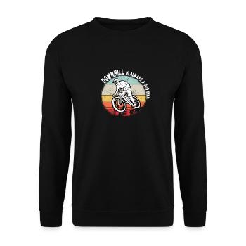 La descente est toujours une bonne idée VTT RetroVintage - Sweat-shirt Unisexe - noir - Devant - Alina (178cm) & Michal (187cm)