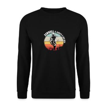 La descente est toujours une bonne idée VTT RetroVintage - Sweat-shirt Unisexe - noir - Devant - Alina (178cm) & Michal (187cm)