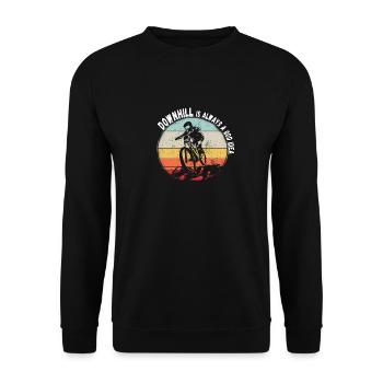 La descente est toujours une bonne idée VTT RetroVintage - Sweat-shirt Unisexe - noir - Devant - Alina (178cm) & Michal (187cm)