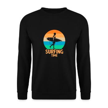 Surfing Time - Unisex Sweatshirt - black - Front - Alina (178cm) & Michal (187cm)