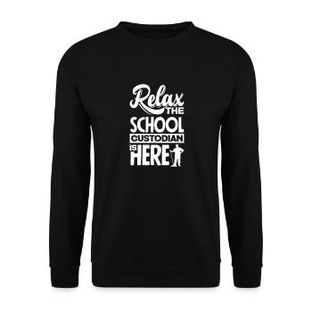 School Custodian Janitor Relax The School - Unisex Sweatshirt - black - Front - Alina (178cm) & Michal (187cm)
