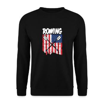 Vintage American Flag Rowing Oar T-Shirt Present - Unisex Sweatshirt - black - Front - Alina (178cm) & Michal (187cm)