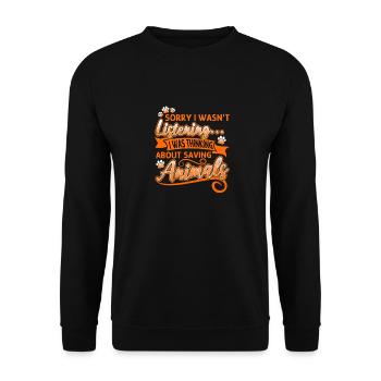 Über das Retten von Tieren nachdenken Rette süße - Unisex Pullover - Schwarz - Vorne - Alina (178cm) & Michal (187cm)