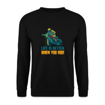Life Is Better When You Ride Motorcycle Biker - Unisex Pullover - Schwarz - Vorne - Alina (178cm) & Michal (187cm)