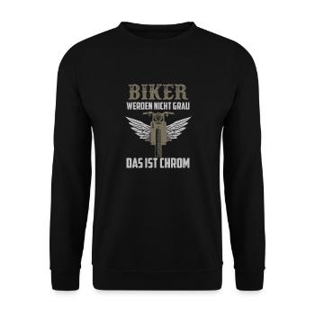 Biker werden nicht grau Das ist Chrom Motorrad Op - Unisex Pullover - Schwarz - Vorne - Alina (178cm) & Michal (187cm)