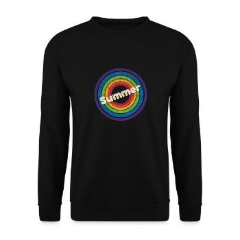 Sommer Vintage Regenbogen - Unisex Pullover - Schwarz - Vorne - Alina (178cm) & Michal (187cm)