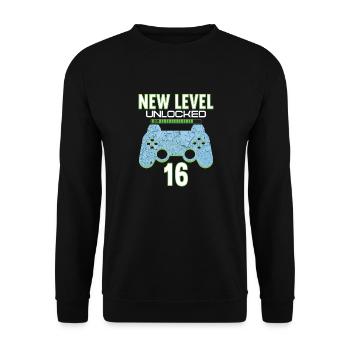 16 Years old 16 birthday outfit Gamer Gaming - Unisex Pullover - Schwarz - Vorne - Alina (178cm) & Michal (187cm)