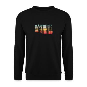 Descente VTT Nature Montagnes Retro Wave Vintage - Sweat-shirt Unisexe - noir - Devant - Alina (178cm) & Michal (187cm)