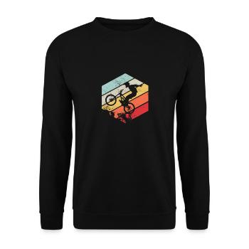 Downhill MTB Nature Mountains Retro Wave Vintage - Unisex Sweatshirt - black - Front - Alina (178cm) & Michal (187cm)