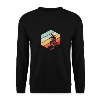 Descente VTT Nature Montagnes Retro Wave Vintage - Sweat-shirt Unisexe - noir - Devant - Alina (178cm) & Michal (187cm)