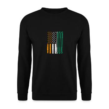 Irische amerikanische Flagge Golfspieler St. Paddy - Unisex Pullover - Schwarz - Vorne - Alina (178cm) & Michal (187cm)