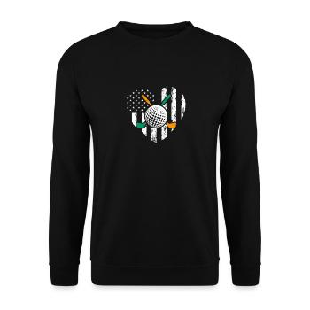 Irische amerikanische Flagge Golfspieler St. Paddy - Unisex Pullover - Schwarz - Vorne - Alina (178cm) & Michal (187cm)