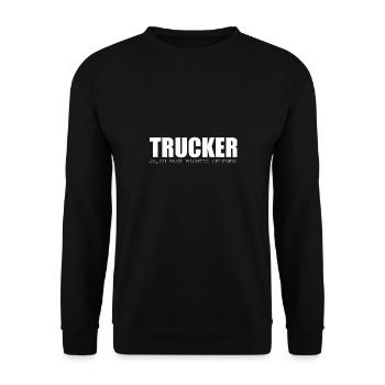 Trucker ja du hast richtig gelesen - Unisex Pullover - Schwarz - Vorne - Alina (178cm) & Michal (187cm)