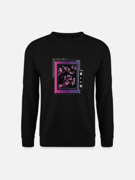 Vaporwave Aesthetic Kirschblüte Japan Japanese - Unisex Pullover - Schwarz