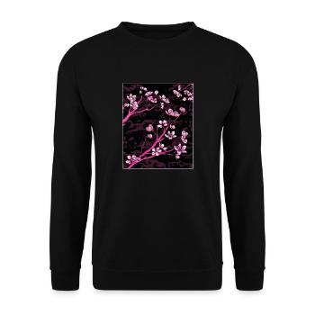 Vaporwave Aesthetic Kirschblüte Japan Japanese - Unisex Pullover - Schwarz - Vorne - Alina (178cm) & Michal (187cm)
