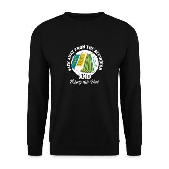 Back Away From The Accordion And Nobody Gets Hurt - Unisex Pullover - Schwarz - Vorne - Alina (178cm) & Michal (187cm)