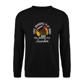 Grandpas Play Bingo Real Grandpas Play Accordion P - Unisex Pullover - Schwarz - Vorne - Alina (178cm) & Michal (187cm)