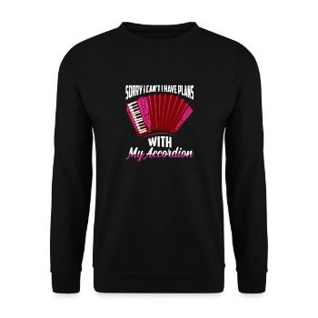 Sorry I Can't I Have Plans With My Accordion Music - Unisex Pullover - Schwarz - Vorne - Alina (178cm) & Michal (187cm)