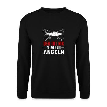Angeln Sprüche Geschenk Fischen Angler - Unisex Pullover - Schwarz - Vorne - Alina (178cm) & Michal (187cm)