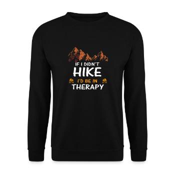 Wandern Berg Motiv Spruch Geschenk Therapie - Unisex Pullover - Schwarz - Vorne - Alina (178cm) & Michal (187cm)