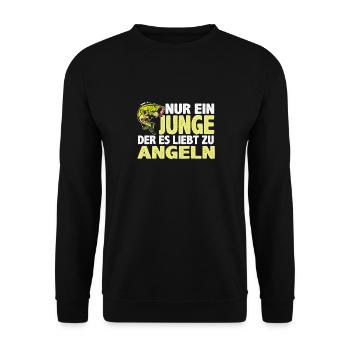 Nur ein Junge der es liebt zu Angeln Angeln Fische - Unisex Pullover - Schwarz - Vorne - Alina (178cm) & Michal (187cm)