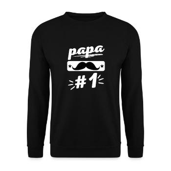 papa numéro 1 moustache - Sweat-shirt Unisexe - noir - Devant - Alina (178cm) & Michal (187cm)