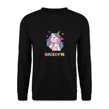 Licorne Douce Licorne - Sweat-shirt Unisexe - noir - Devant - Alina (178cm) & Michal (187cm)