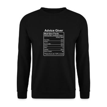 Advice Giver nutrition facts - Unisex Pullover - Schwarz - Vorne - Alina (178cm) & Michal (187cm)