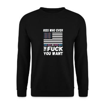 LGBTQ Pride kiss whoever you want - Unisex Sweatshirt - black - Front - Alina (178cm) & Michal (187cm)