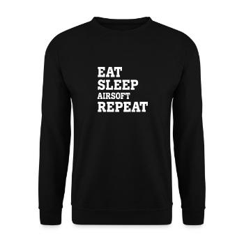 EAT SLEEP AIRSOFT REPEAT FUNNY SARCASTIC - Unisex Pullover - Schwarz - Vorne - Alina (178cm) & Michal (187cm)