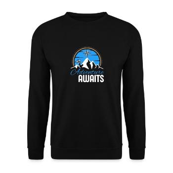 The mountain of adventures and camping - Unisex Sweatshirt - black - Front - Alina (178cm) & Michal (187cm)