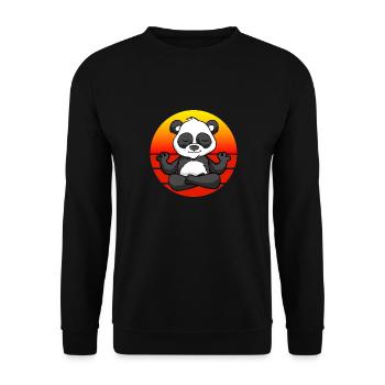 Yoga Panda, Meditation Yoga für Kinder und Eltern - Unisex Pullover - Schwarz - Vorne - Alina (178cm) & Michal (187cm)