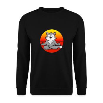 Yoga Wolf, Meditation Yoga für Kinder und Eltern - Unisex Pullover - Schwarz - Vorne - Alina (178cm) & Michal (187cm)