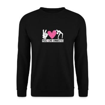 Peace Love Gymnastics Funny Rhythmische Sport - Unisex Pullover - Schwarz - Vorne - Alina (178cm) & Michal (187cm)
