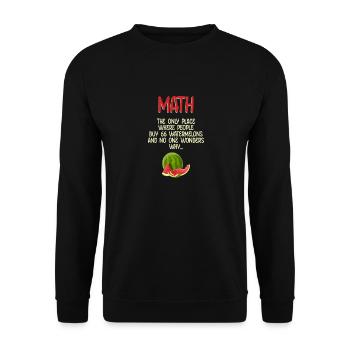 Mathematik und Wassermelonen Mathematik Berechnung Lustig - Unisex Pullover - Schwarz - Vorne - Alina (178cm) & Michal (187cm)