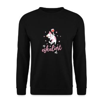 Team braut JGA Party Outfit Es Eskaliert Eh Bride - Unisex Pullover - Schwarz - Vorne - Alina (178cm) & Michal (187cm)