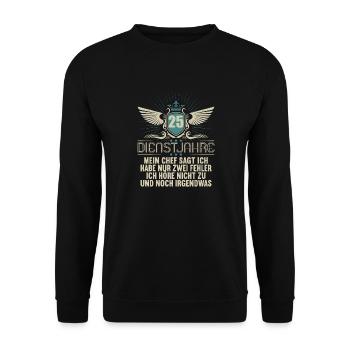 25 Jahre im Dienst 25 Jähriges Dienstjubiläum - Unisex Pullover - Schwarz - Vorne - Alina (178cm) & Michal (187cm)