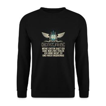 40 Jahre im Dienst 40 Jähriges Dienstjubiläum - Unisex Pullover - Schwarz - Vorne - Alina (178cm) & Michal (187cm)