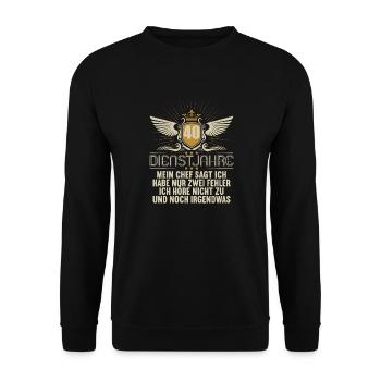 40 Jahre im Dienst 40 Jähriges Dienstjubiläum - Unisex Pullover - Schwarz - Vorne - Alina (178cm) & Michal (187cm)