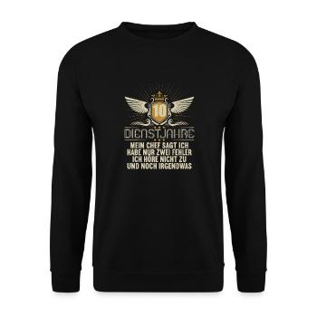 10 Jahre im Dienst 10 Jähriges Dienstjubiläum - Unisex Pullover - Schwarz - Vorne - Alina (178cm) & Michal (187cm)