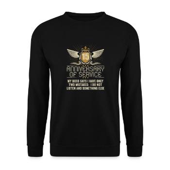 15 years of service 15 years of service - Unisex Sweatshirt - black - Front - Alina (178cm) & Michal (187cm)