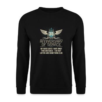 35 years of service 35 years of service - Unisex Sweatshirt - black - Front - Alina (178cm) & Michal (187cm)