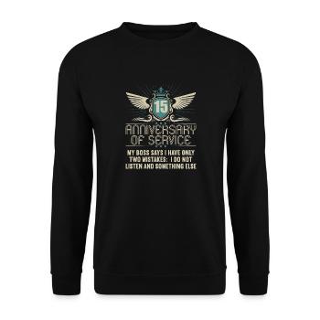 15 years of service 15 years of service - Unisex Sweatshirt - black - Front - Alina (178cm) & Michal (187cm)
