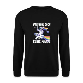 LGBTQ Pride Regenbogen War Wohl Doch Keine Phase - Unisex Pullover - Schwarz - Vorne - Alina (178cm) & Michal (187cm)