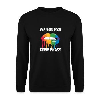 LGBTQ Pride Regenbogen War Wohl Doch Keine Phase - Unisex Pullover - Schwarz - Vorne - Alina (178cm) & Michal (187cm)