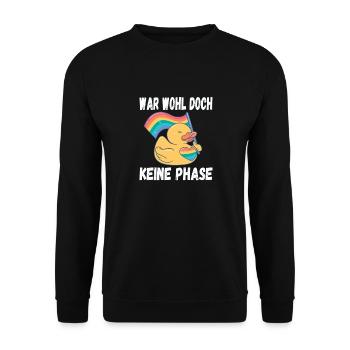 LGBTQ Pride Regenbogen War Wohl Doch Keine Phase - Unisex Pullover - Schwarz - Vorne - Alina (178cm) & Michal (187cm)